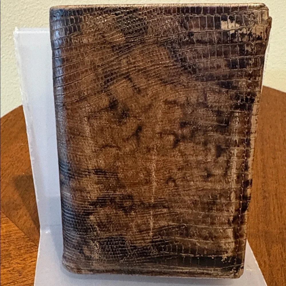 Di Lido wallet genuine leather snake skin pattern print trifold wallet small